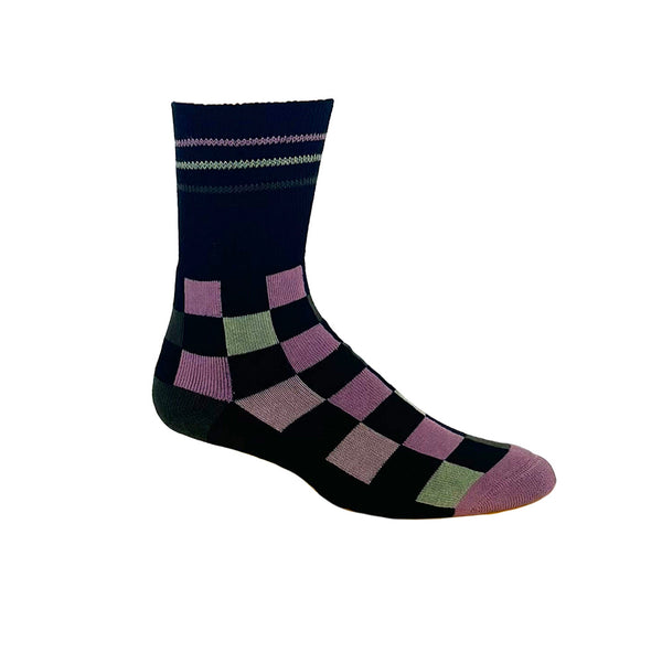 Checker Black + Pink Diabetic Socks