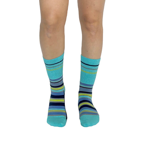 Stripes Navy + Teal Diabetic Socks