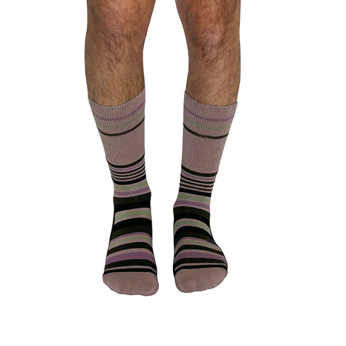 Stripes Pink + Black Diabetic Socks